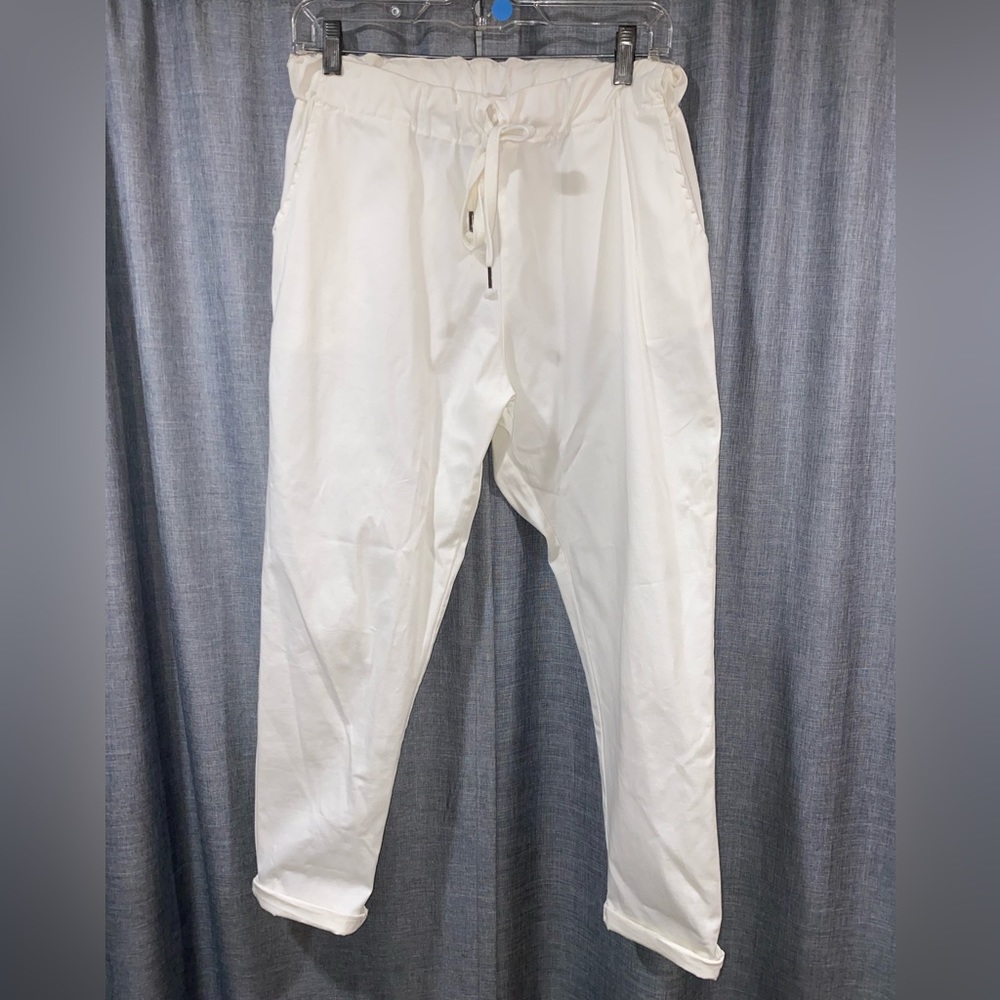 White Cotton Baggy Summer Pants